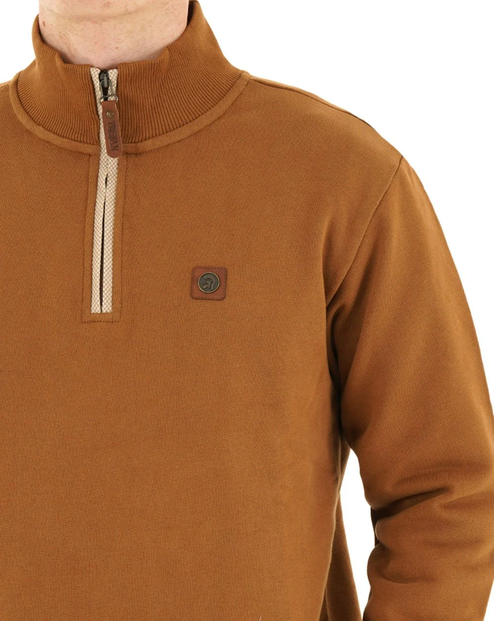 Trojan Quarter Zip Trim Sweat Tan - Image 2