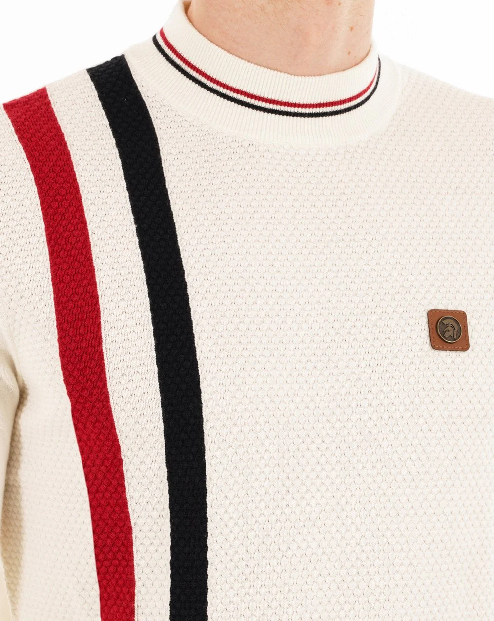 Trojan Racing Stripe Turtle Neck Knit Ecru - Image 2