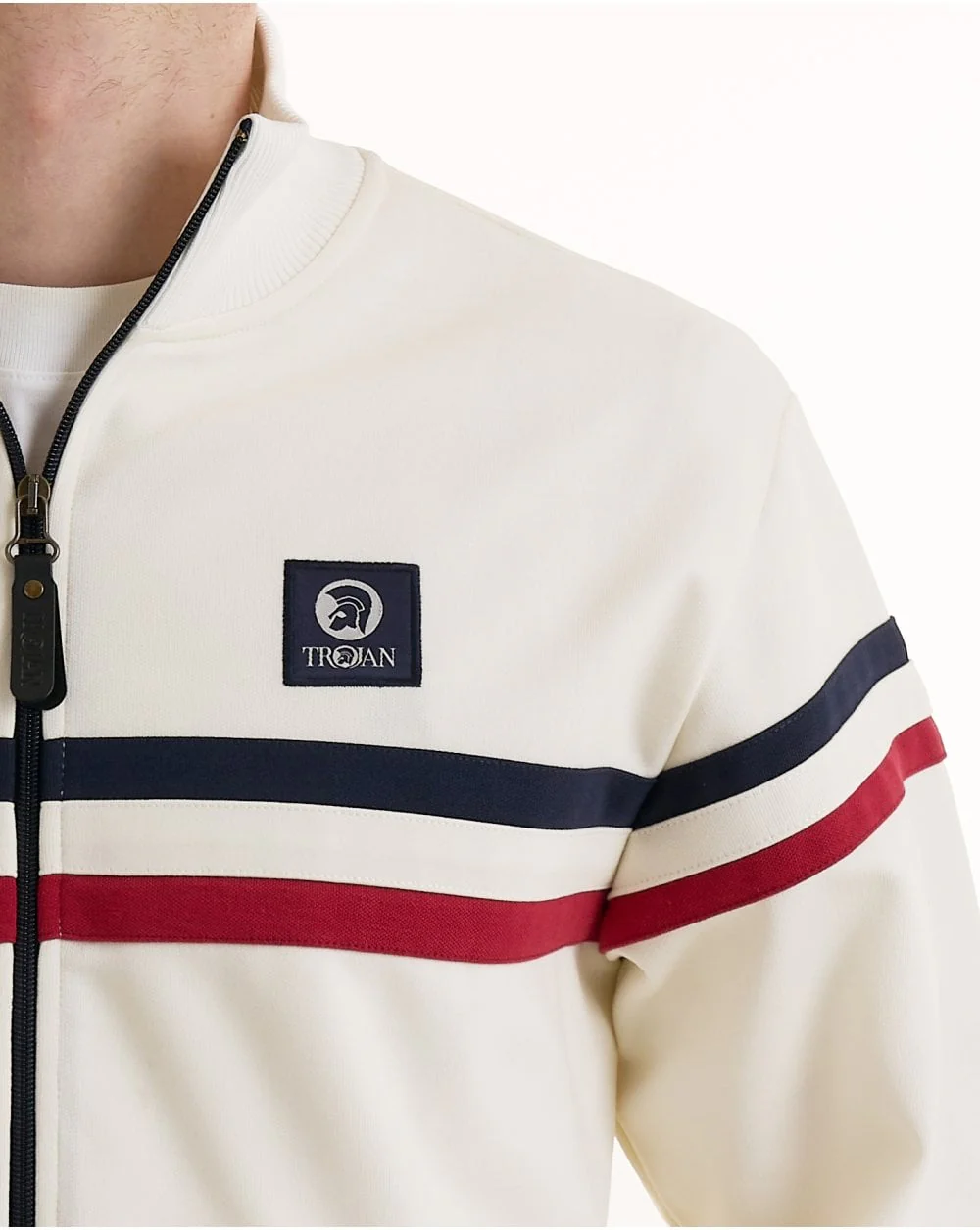Trojan Retro Stripe Track Top Ecru - Image 5