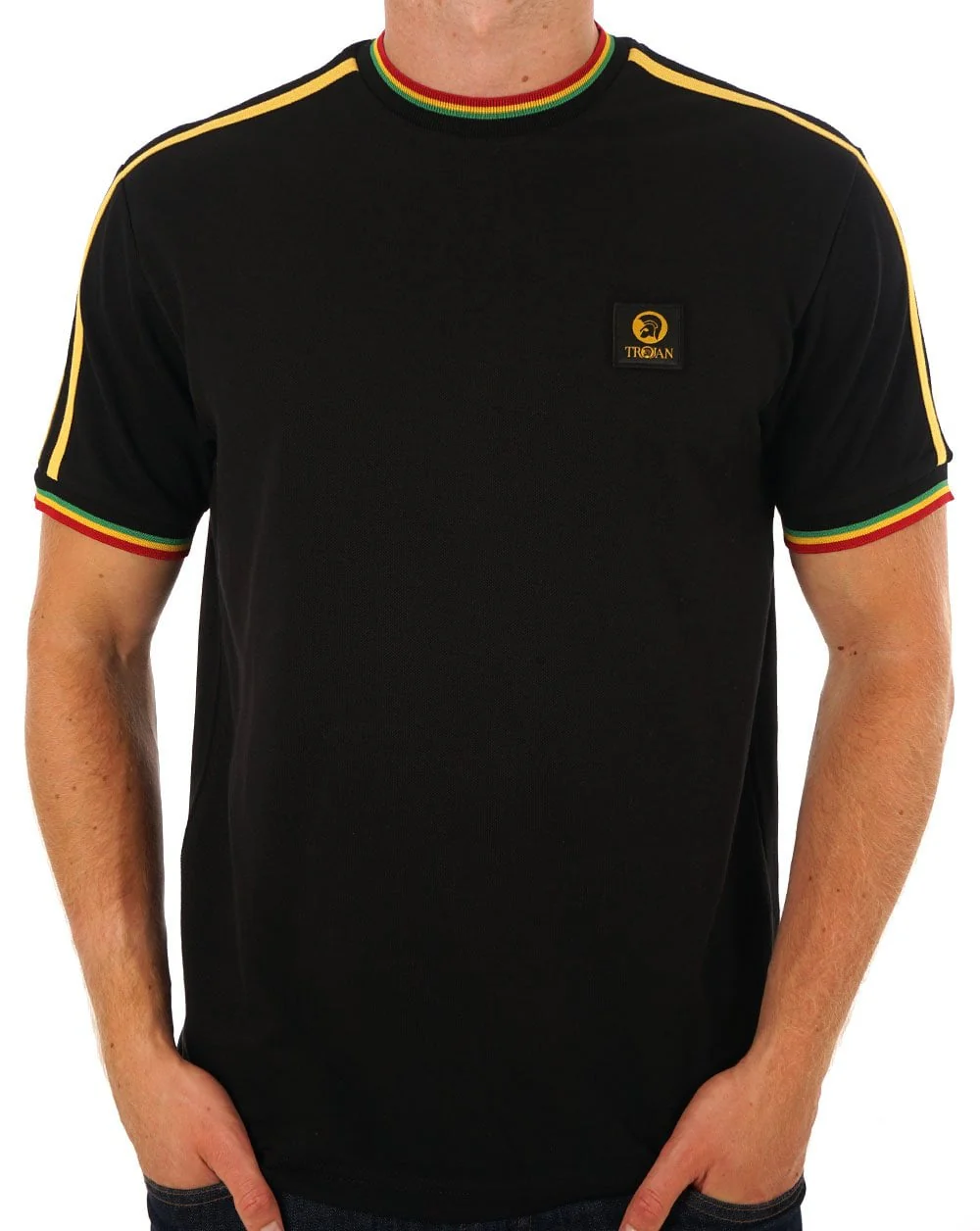 Trojan Three Colour Tipped T-shirt Black