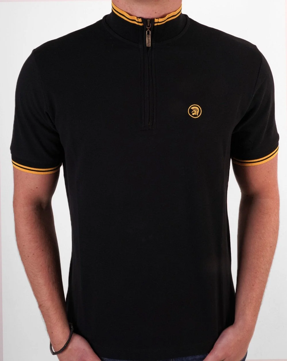 Trojan Tipped Funnel Zip Neck Black