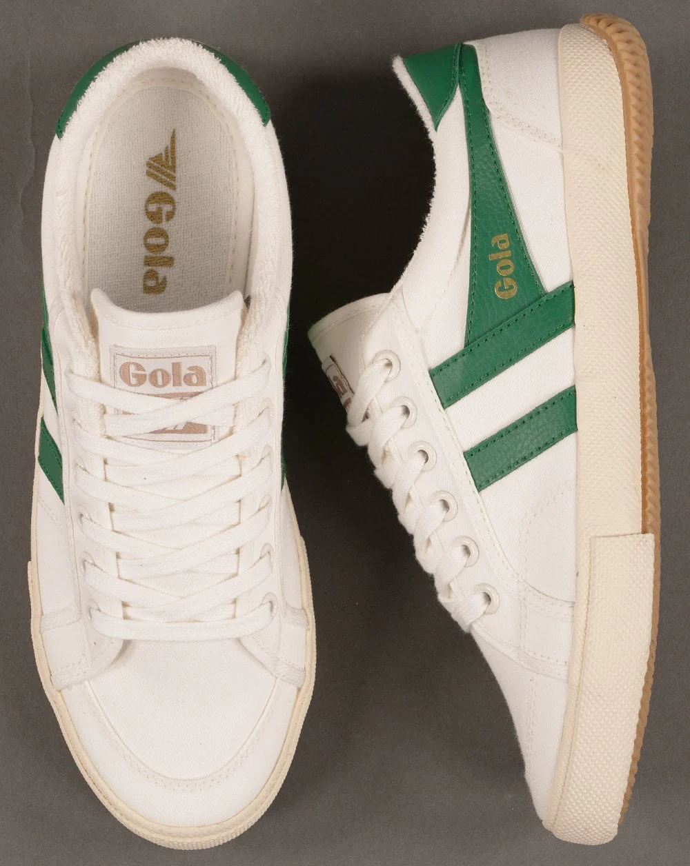 Vegan Gola Classics Women's Stratus Plimsoll Trainers Off White / Emerald - Image 4