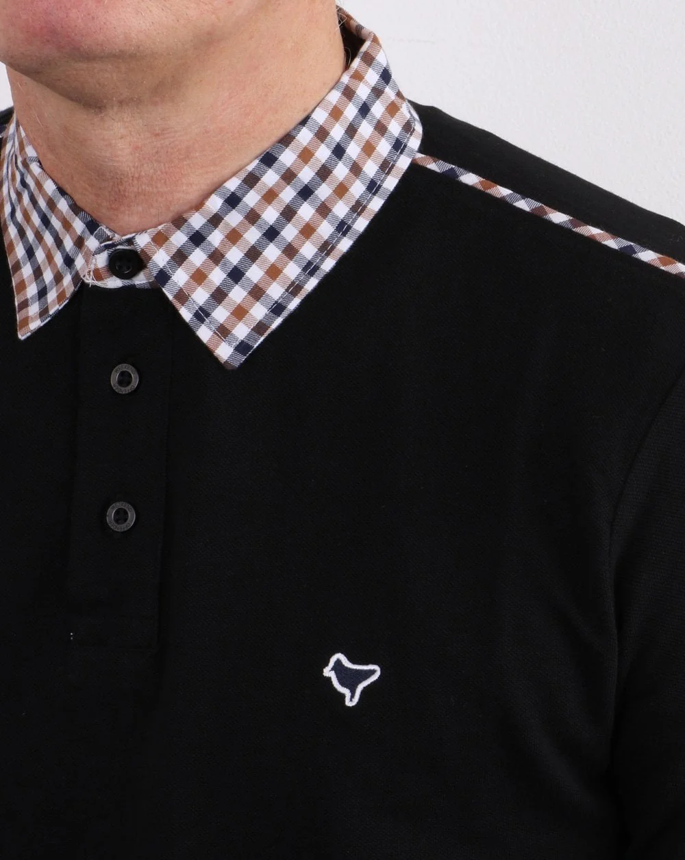 Weekend Offender Check Collar Polo Black - Image 2