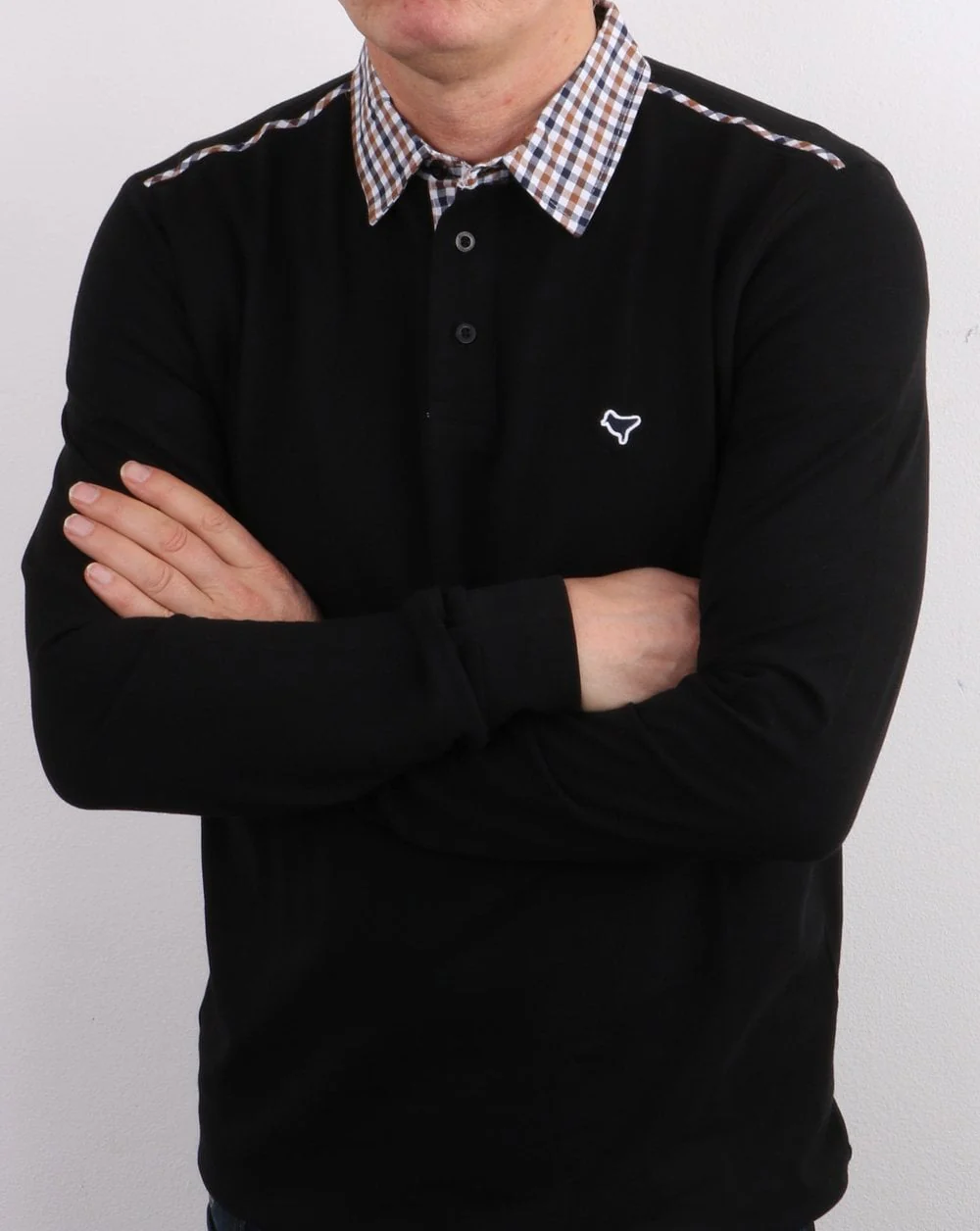 Weekend Offender Check Collar Polo Black - Image 3
