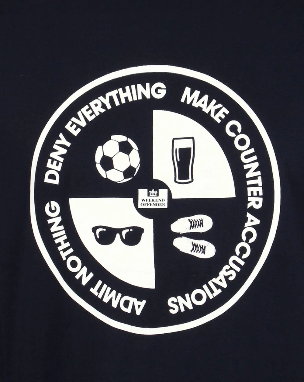 Weekend Offender Deny Everything T Shirt Navy - Image 2