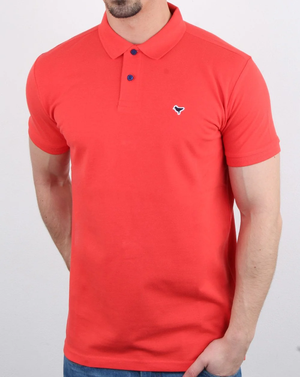 Weekend Offender Dove Polo Shirt Deep Coral - Image 2