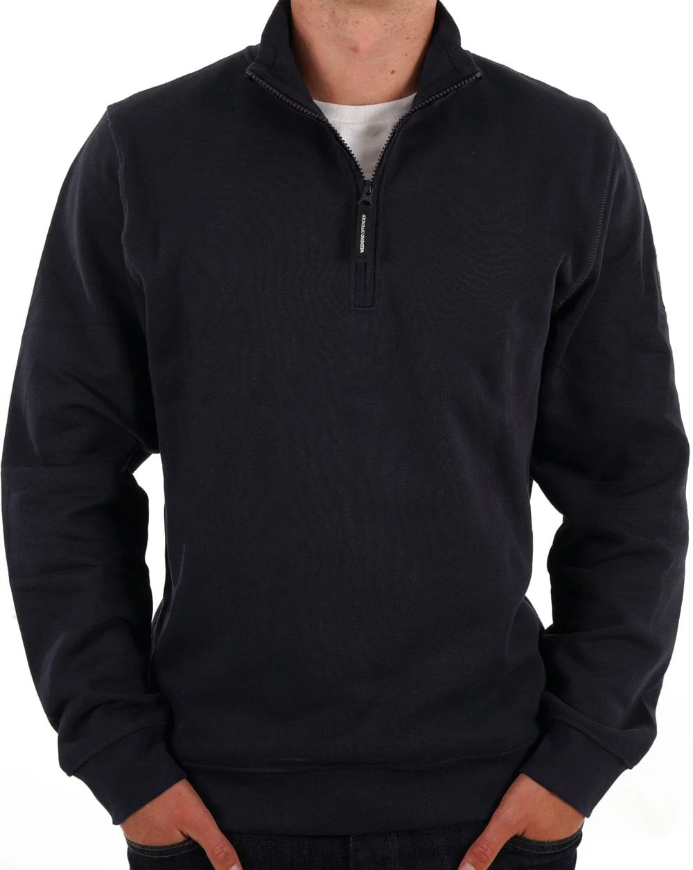 Weekend Offender Kraviz 1/4 Zip Sweatshirt Navy - Image 2