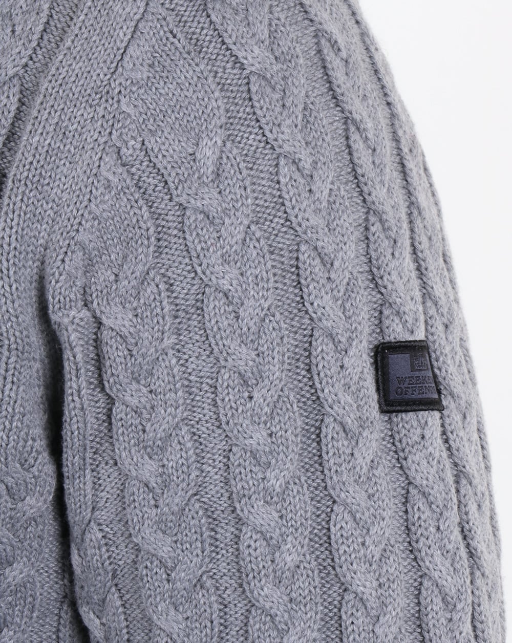 Weekend Offender Woods Cable Knit Jumper Grey Marl - Image 3