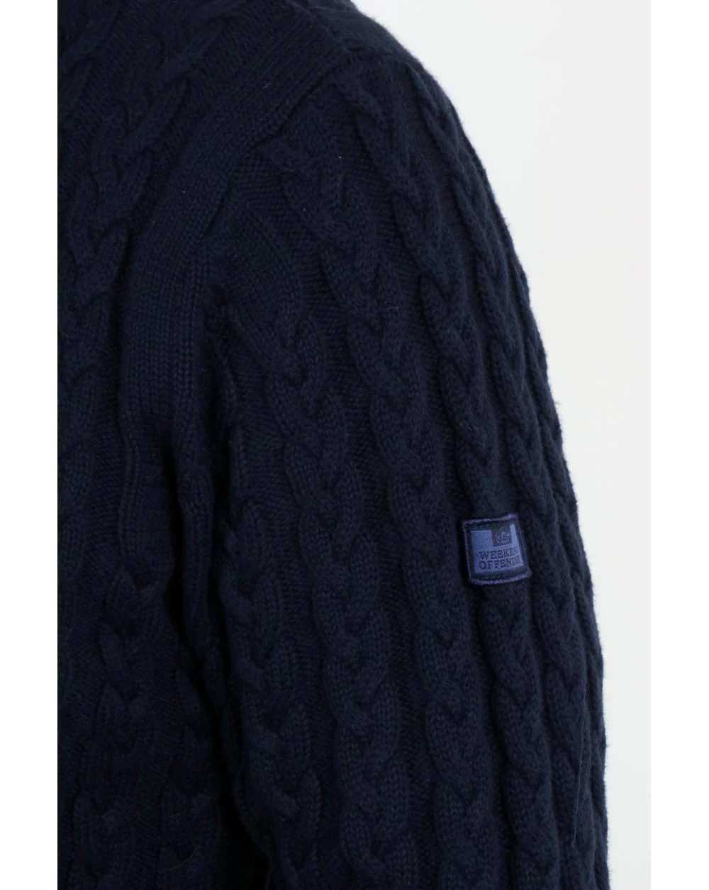 Weekend Offender Woods Cable Knit Jumper Navy - Image 3
