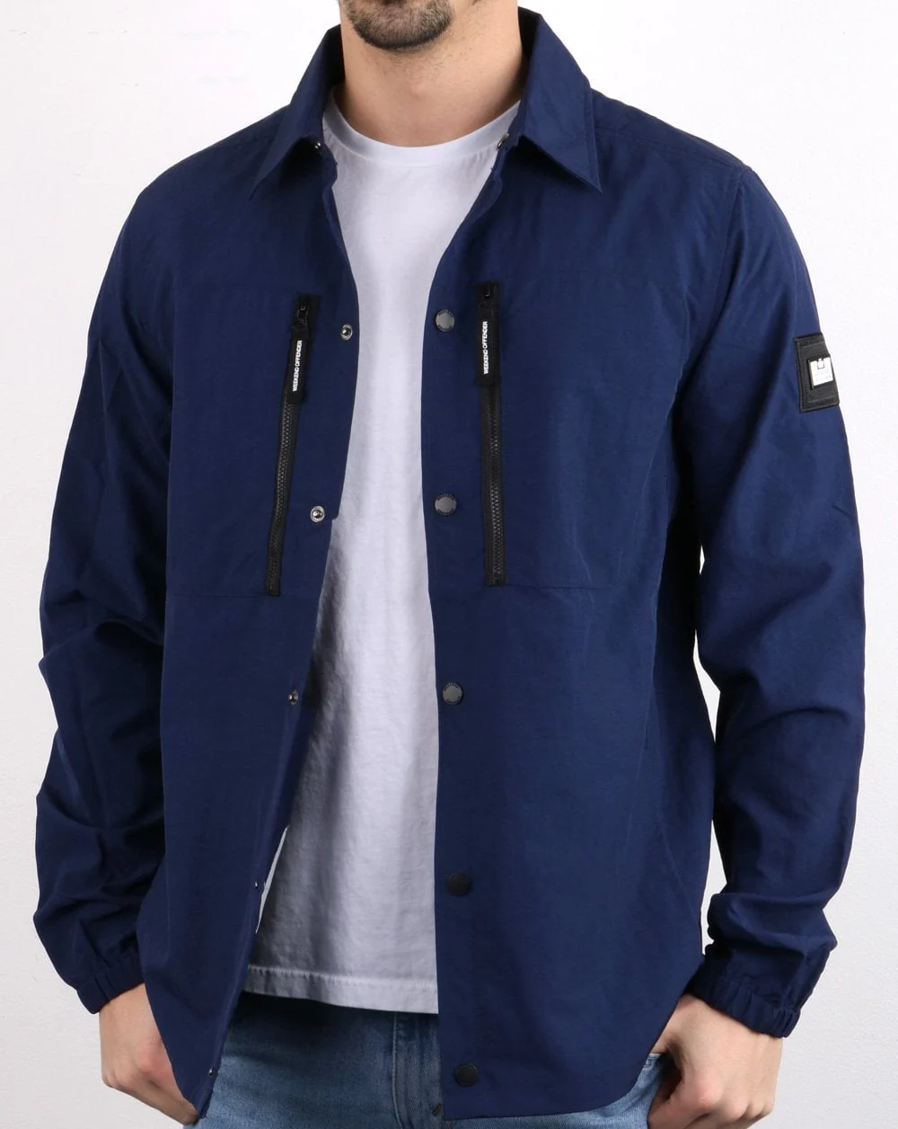 Weekend Offender Zip Pocket Overshirt Navy - Image 3